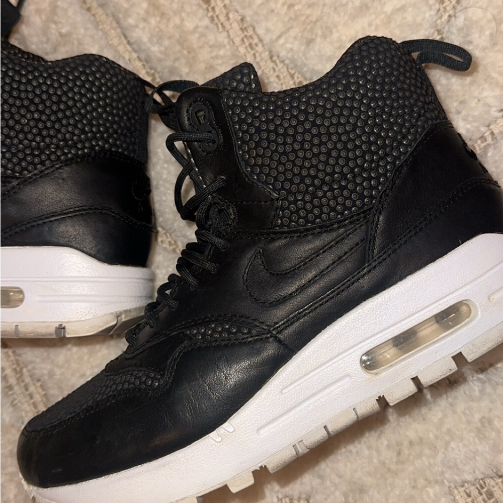 Women’s Nike air max 1 mid sneaker boot tech featuring durable Schoeller fabric